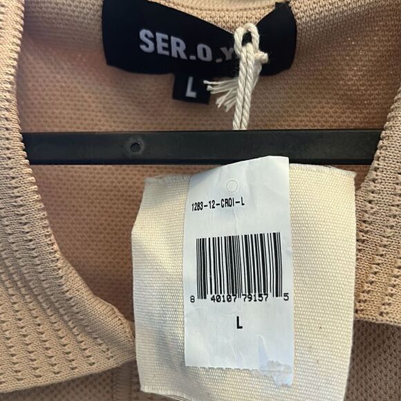 Ser.o.ya Womens Large Serena Cropped Tank Top Tan Racerback Sleeves Textured NWT - Picture 4 of 7